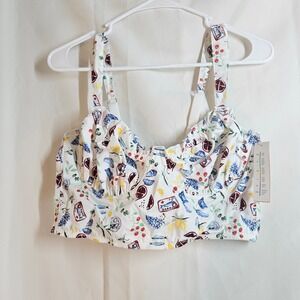Colsie XL Crop Top Bralette White Food Print‎ Adjustable Straps Lingerie
